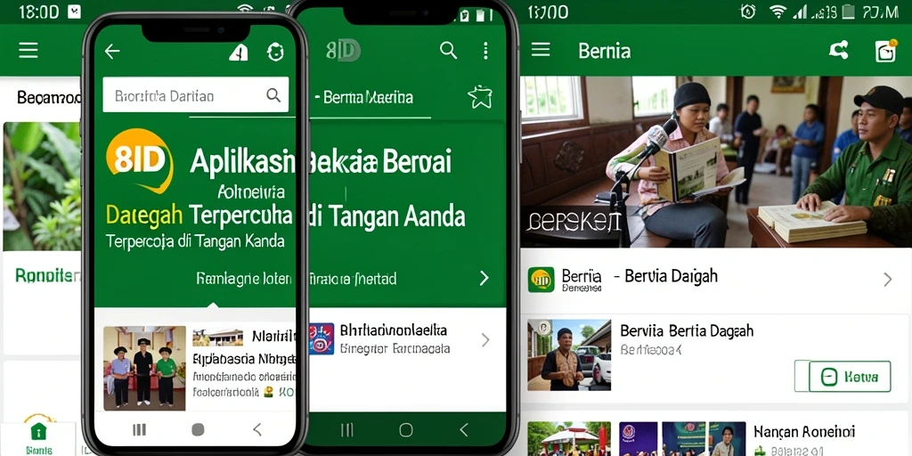 Antarmuka aplikasi 8ID yang mudah digunakan untuk berita daerah.