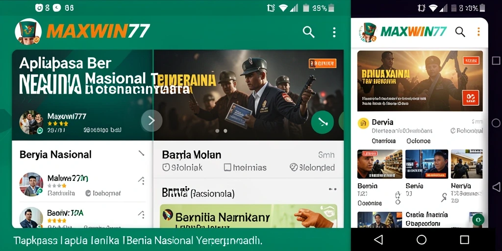 Antarmuka aplikasi MAXWIN77 menampilkan berita terbaru dan informasi terkini.