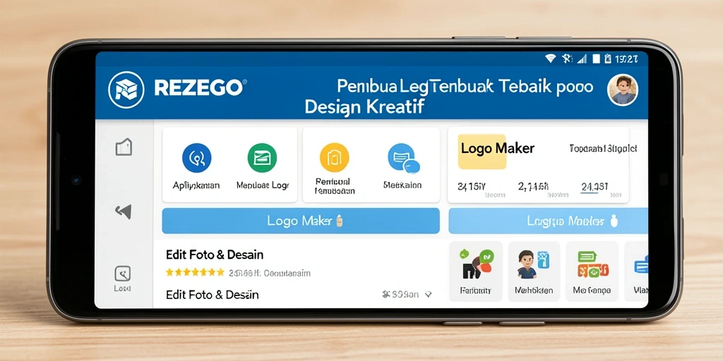 Antarmuka REZEGO yang sederhana untuk membuat logo dengan mudah.