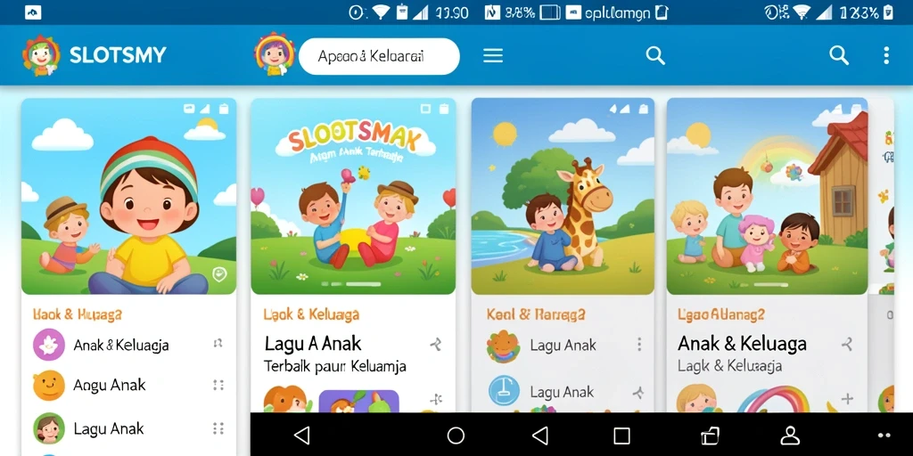 Tampilan antarmuka SLOTSMY dengan pilihan lagu anak yang ceria.