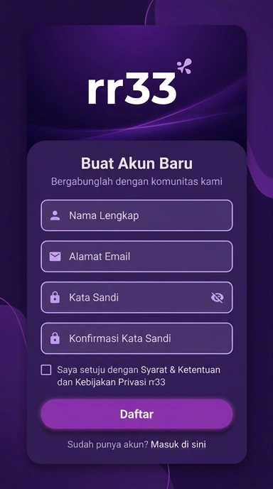 Tampilan halaman daftar rr33